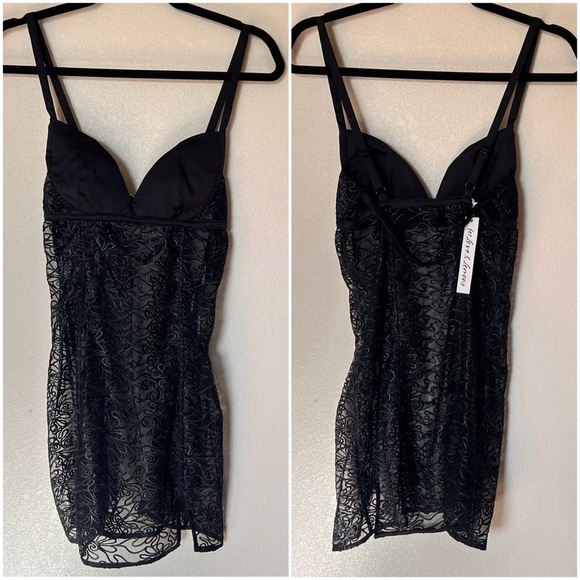 NWT For Love & Lemons Rosanna Soutache Floral Embroidered Sheer Mini Dress Black - Picture 4 of 13